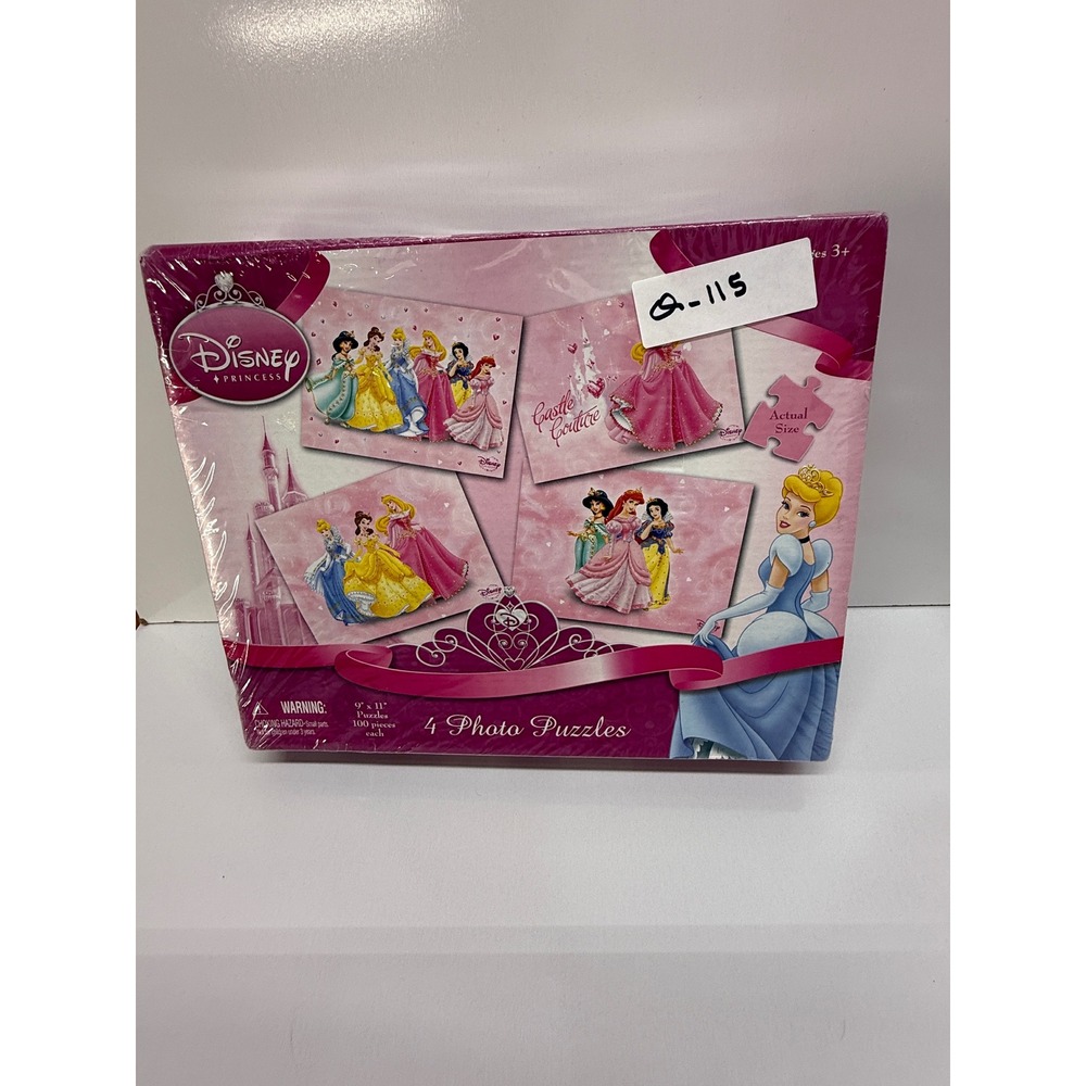 Disney Princess 4 Photo Puzzles Set 100 Pieces Each Cinderella Belle Ariel New